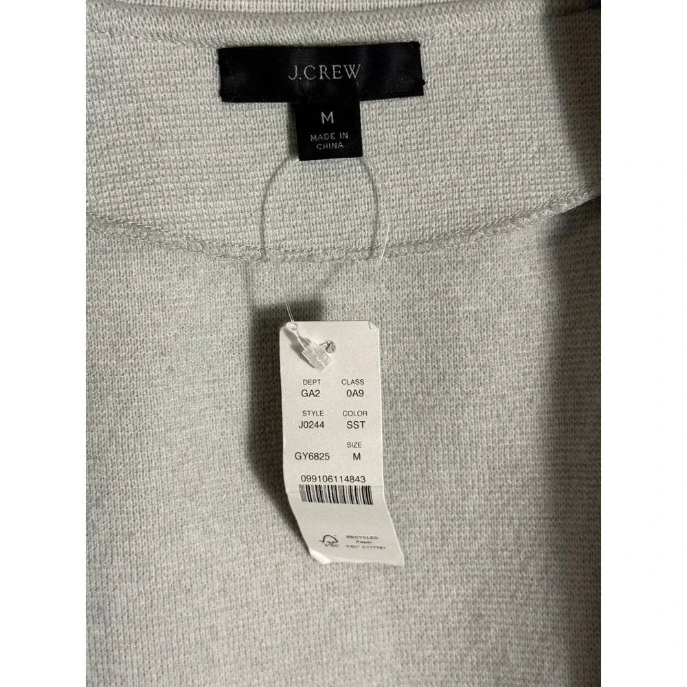 J Crew Womens Open Front Knit Blazer NWT Jacket Light Gray Size M Style J0244 - Picture 3 of 10
